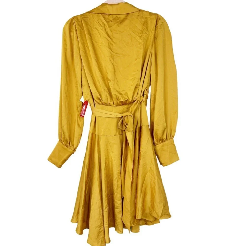 NWT Mac Duggal Short Wrap Dress Marigold 2 #8478
